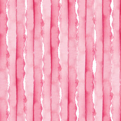 Abstract Pink Stripes Watercolor Background. Seamless Pattern for Fabric Textile and Paper. Simple Hand Painted Stripe
