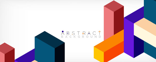 Abstract background. 3d cubes, cubic elements and blocks. Techno or business concept for wallpaper, banner, background, landing page