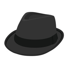 Black vintage fedora noir hat isolated on white background. - obrazy, fototapety, plakaty
