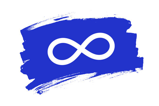 Flag of the M&eacute;tis, Canada. The M&eacute;tis blue banner brush concept. Horizontal vector Illustration isolated on white background.  