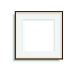 Realistic brown poster frame isolated on a white background. 3d illustration
