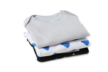 Stack of baby clothes isolated on background