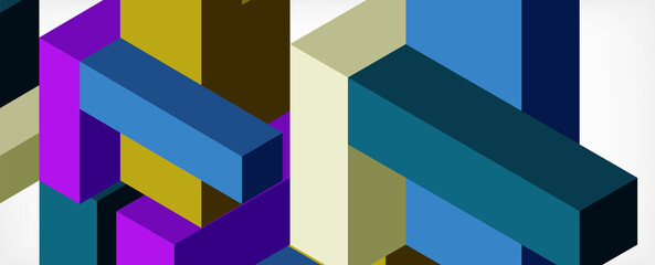 Abstract background. 3d cubes, cubic elements and blocks. Techno or business concept for wallpaper, banner, background, landing page