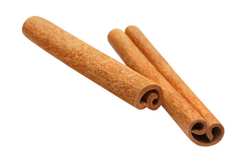 Delicious cinnamon sticks, isolated on white background