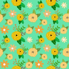 Fototapeta premium Seamless hand drawn Tropical Pattern.Design textile, cloth, greeting card, invitation, wrapping paper