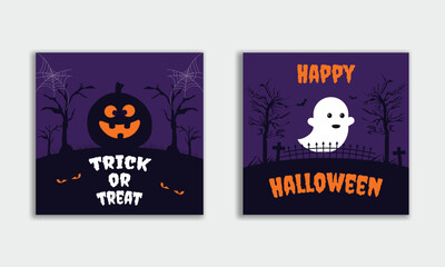 Halloween Social media post design. trick or treat banner. square banner design template