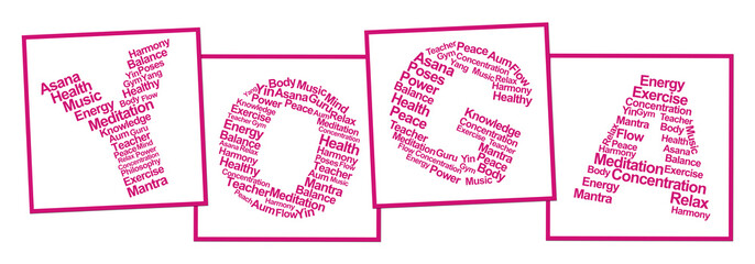 Yoga Word Cloud Pink Blocks