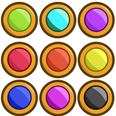 Assorted of Buttons with rings and outlines, in 9 color variants