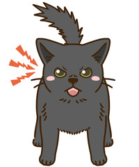 威嚇する猫（黒）