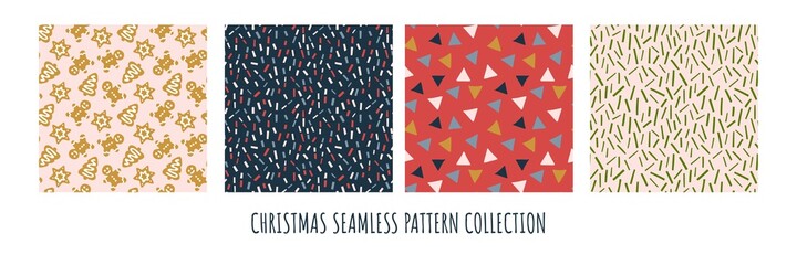 Christmas vector seamless pattern collection. Abstract repeat vector new year patterns set