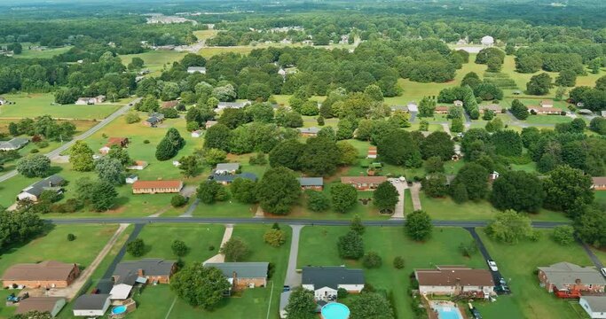 Panoramic view height landscape Boiling Springs town the sleeping area of American small town in South Carolina USA