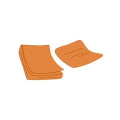 Stack of sticky paper memo notes with detached pad. Block of sticker posts with adhesive edge. Office stationery for reminders and messages. Flat vector illustration isolated on white background
