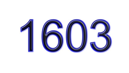 blue 1603 number 3d effect white background