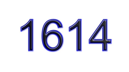 blue 1614 number 3d effect white background