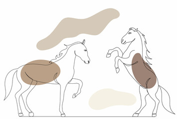 one line drawing of a horse, isolated vector