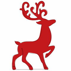 one line drawing red deer, isolated vector