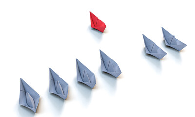 gray and red paper boats.