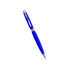 Vector Blue Pen Illustration, Writing Instrument, Isolated on White Background Illustration.
