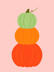 Autumn vector illustration. Pumpkin pyramid.