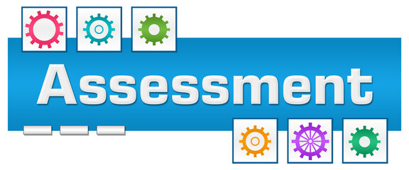 Assessment Blue Colorful Squares Box Gears 