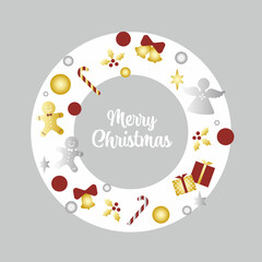 白いクリスマスリースのイラスト素材 ベクター 飾り枠