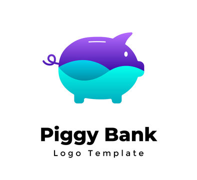 Piggy bank. Creative vector logo template. Financial investments. Abstract financial sign. Business investment. Money savings symbol. Banking deposit element. 