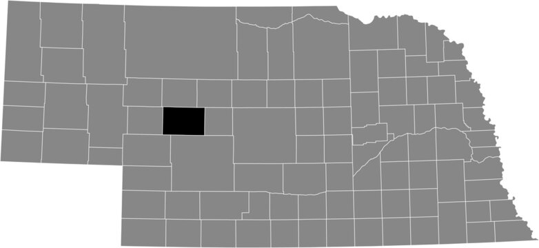 Black Highlighted Location Map Of The McPherson County Inside Gray Map Of The Federal State Of Nebraska, USA