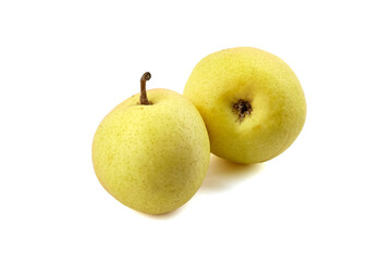 Ripe pear fruits isolated on white background