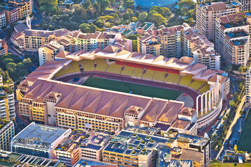 Soccer club AS Monaco stadium Stade Louis II aerial view