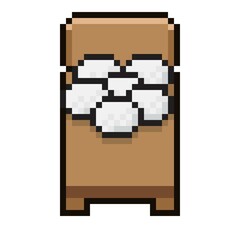 Wooden bed and pillows bed pixel art. Vector picture. Bedroom furniture.