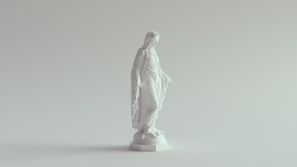 White Virgin Mary Statue Marble Art Religion Sculpture 3d illustration render	
