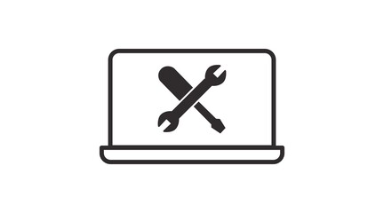 Laptop Fix icon. Vector isolated flat editable black adn white illustration