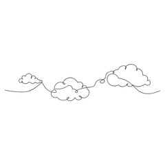 One line-art of clouds. Single line illustration of clouds