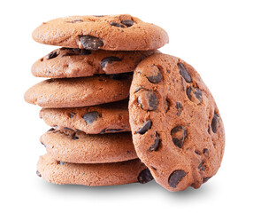 Stack of oatmeal cookies with chocolate