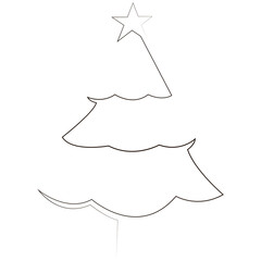Christmas holiday tree with star single line art vector icon for apps and websites