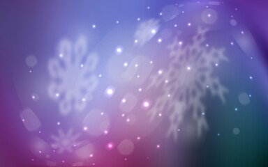 Light Purple, Pink vector texture with colored snowflakes.