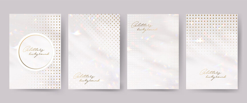 Invitation letters template with gold glitter confetti light background. Christmas Background