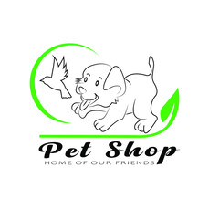 pets shop logo design, illustration vector graphic of cat, dog, bird, and rabit perfect for everyone, onlyn shop and company