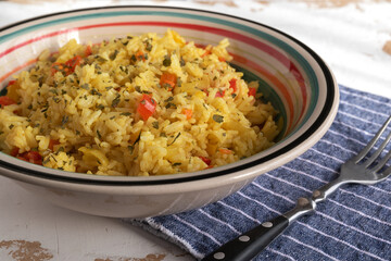 Basmati rice with curry and vegetables