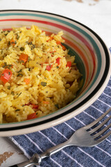 Basmati rice with curry and vegetables