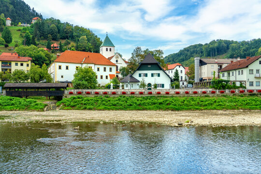 gorgeous town of Lasco in Slovenia with the Spica river bank