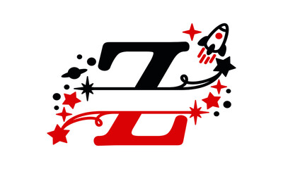 Z Alphabet kids split space abstract monogram vector logo template