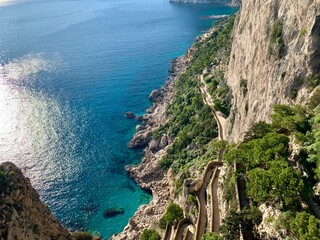 View from the gardens of Augustus, Capri Island, Naples Italy