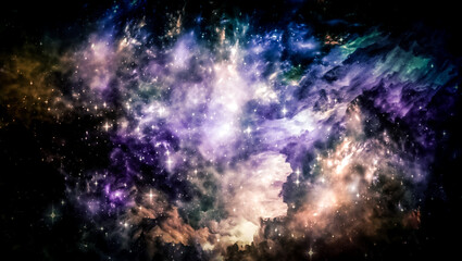 Fototapeta na wymiar Colourful Deep Space Nebular Stary Galaxy Background