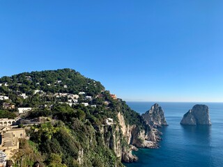 View from the gardens of Augustus, Capri Island, Naples Italy