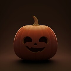 Happy Halloween background with carved pumpkin. 3d render