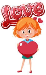 Kid holding heart on white background