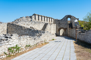 Partially reconstructed walls of Hisarya fortress in the city of Lovech, Bulgaria