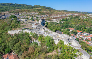 Partially reconstructed walls of Hisarya fortress in the city of Lovech, Bulgaria