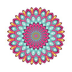 Colorful mandala with floral ornament